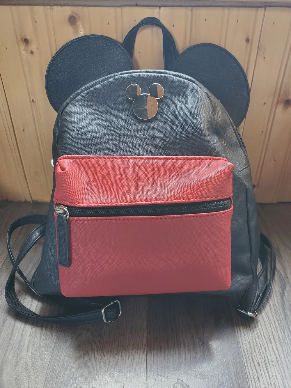 Disney Black Backpack with Red Front Pocket and Mickey Ears